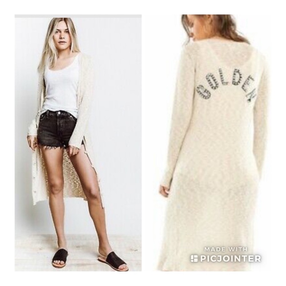 NWT WILDFOX GOLDEN‎ Duster Sweater Cardigan Gold Yellow Tan Neutral Medium
